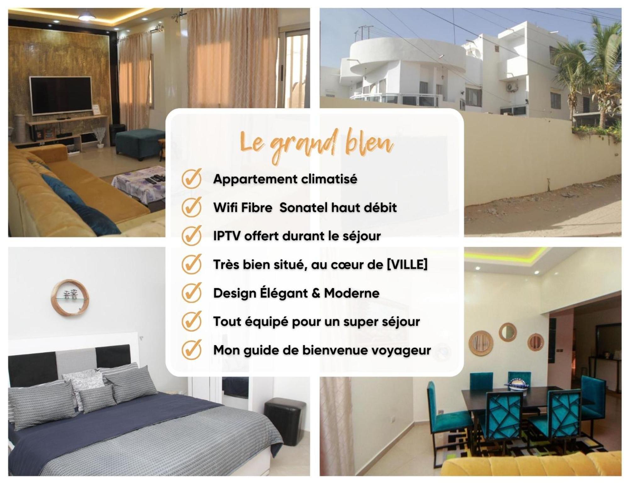 Le "Grand Bleu", Un Bel Appartement Paisible, Sur Et Spatieux Au Coeur De La Station Balneaire De Saly Exterior foto
